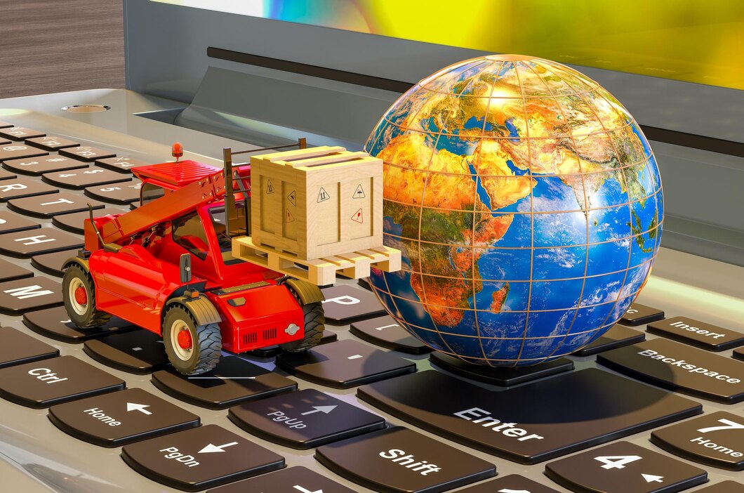earth-globe-with-telescopic-handler-truck-parcel-keyboard-laptop-global-shipping-delivery-concept-3d-rendering_823159-815